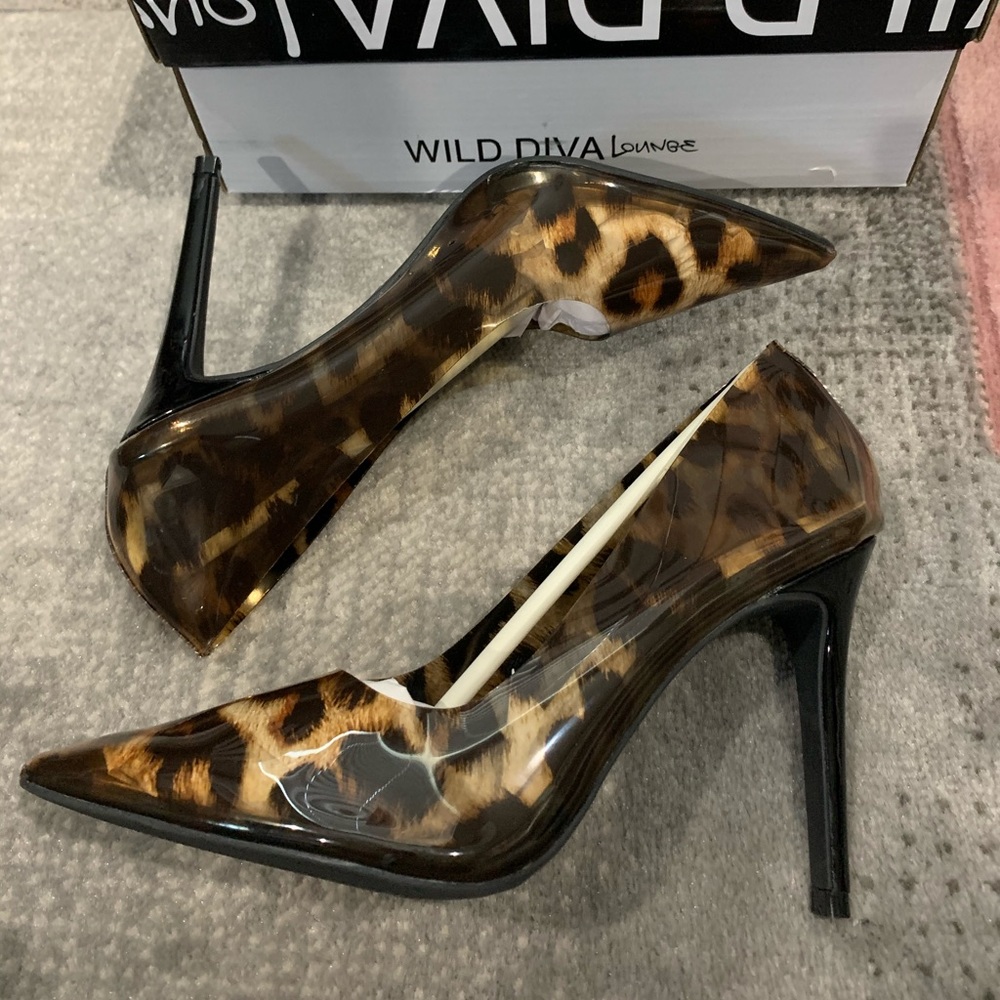 Transparent Cheetah print heels brand new